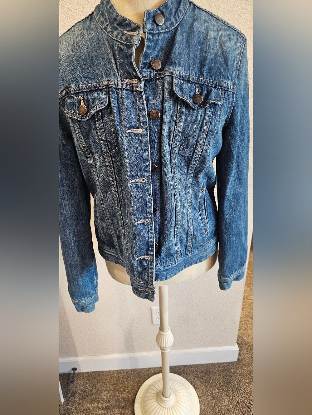 RUFF HEWN 100% Cotton Lined Denim Jacket Womens Large Medium Wash